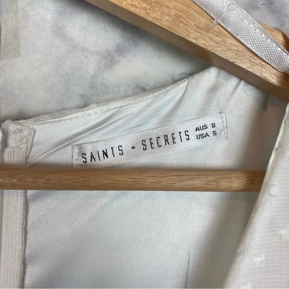 Saints + Secrets Wrap Dress with Sheer Sleeves - Picture 10 of 12